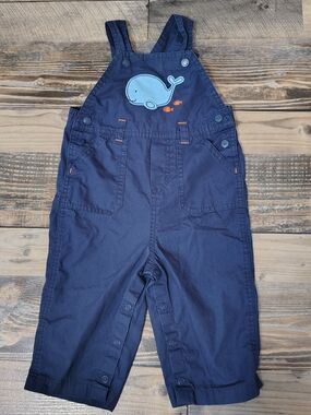 Carter's Navy Blue Whale Overalls • Size 12M • Excellent Condition